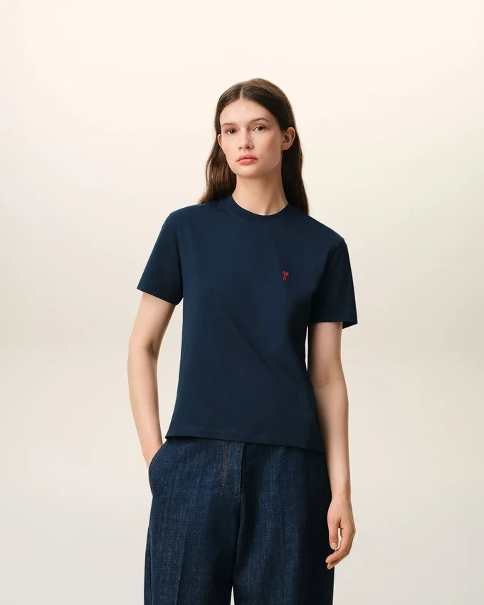 Blue Cotton Red Ami De Coeur Tshirt Blue Cotton Red Ami De Coeur Tshirt