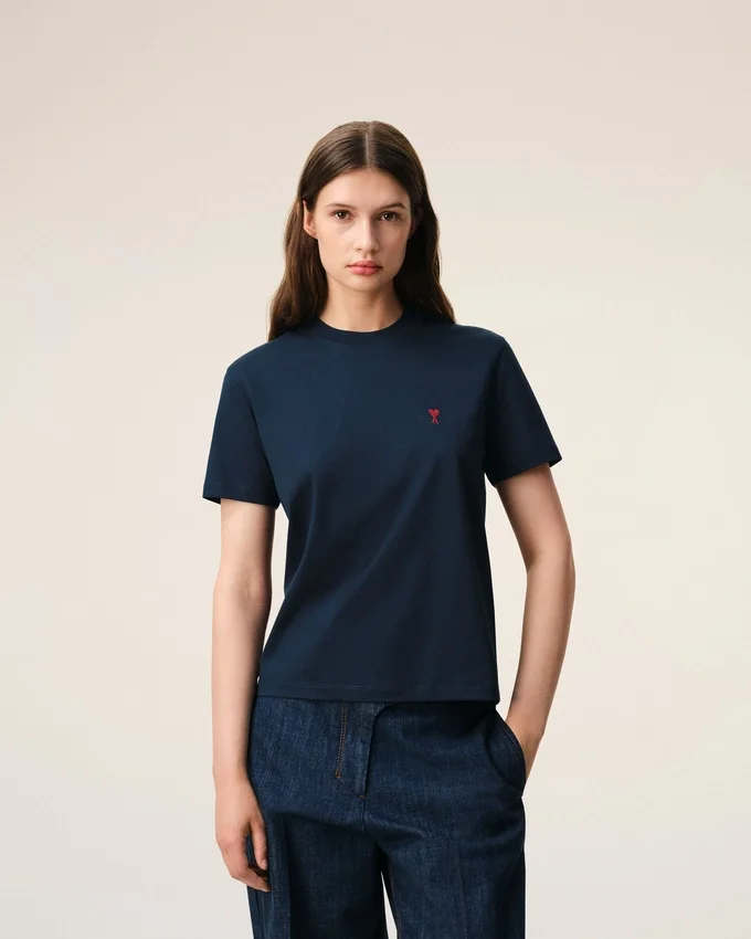 Blue Cotton Red Ami De Coeur Tshirt Blue Cotton Red Ami De Coeur Tshirt