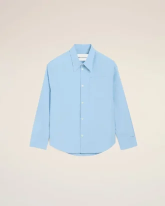 Blue Cotton Sharp Collar Ami De Coeur Wide Shirt