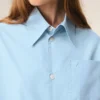 Blue Cotton Sharp Collar Ami De Coeur Wide Shirt