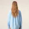 Blue Cotton Sharp Collar Ami De Coeur Wide Shirt