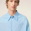 Blue Cotton Sharp Collar Ami De Coeur Wide Shirt