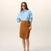 Blue Cotton Sharp Collar Ami De Coeur Wide Shirt