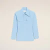 Blue Cotton Sharp Collar Fitted Shirt Blue Cotton Sharp Collar Fitted Shirt