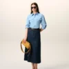 Blue Cotton Sharp Collar Fitted Shirt Blue Cotton Sharp Collar Fitted Shirt
