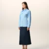Blue Cotton Sharp Collar Fitted Shirt Blue Cotton Sharp Collar Fitted Shirt