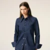 Blue Cotton Sharp Collar Shirt Blue Cotton Sharp Collar Shirt