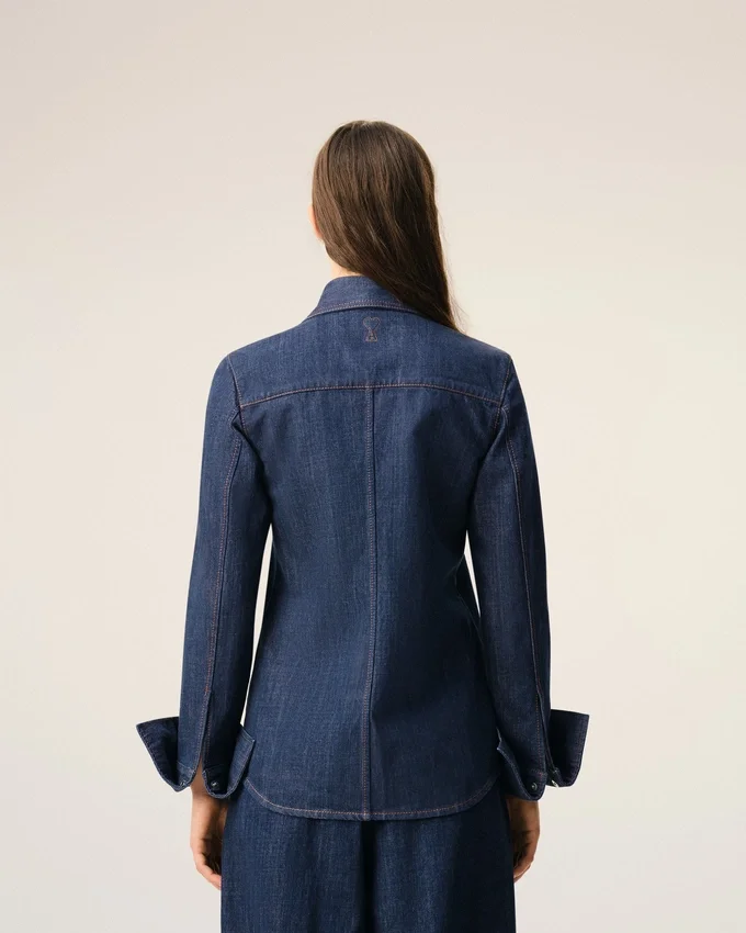 Blue Cotton Sharp Collar Shirt Blue Cotton Sharp Collar Shirt