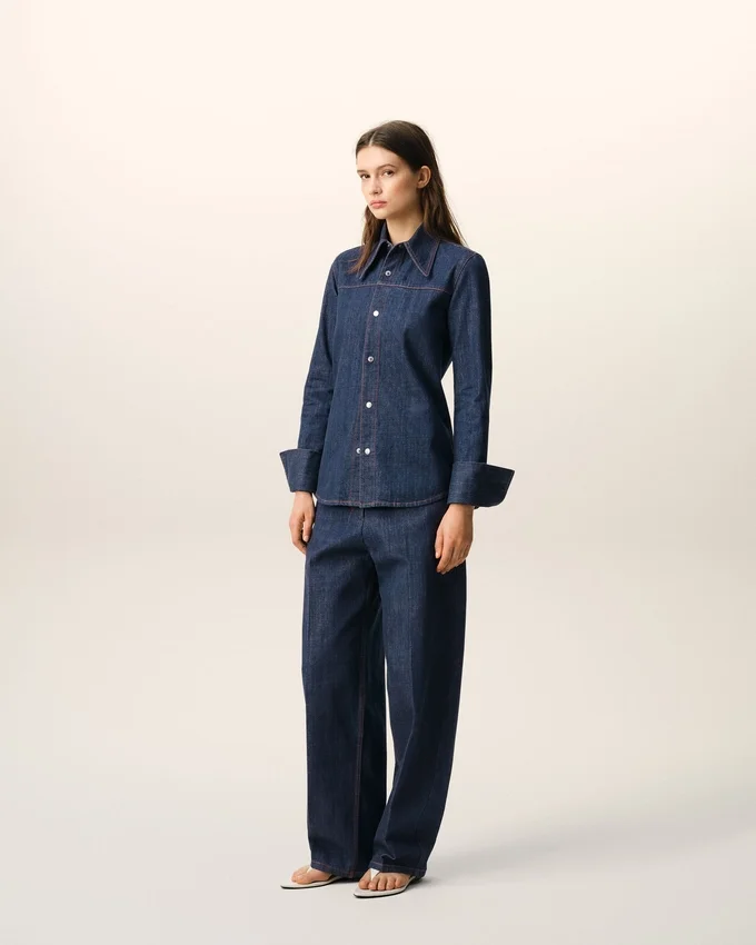 Blue Cotton Sharp Collar Shirt Blue Cotton Sharp Collar Shirt