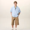 Blue Cotton Short Sleeve Ami De Coeur Boxy Shirt Blue Cotton Short Sleeve Ami De Coeur Boxy Shirt