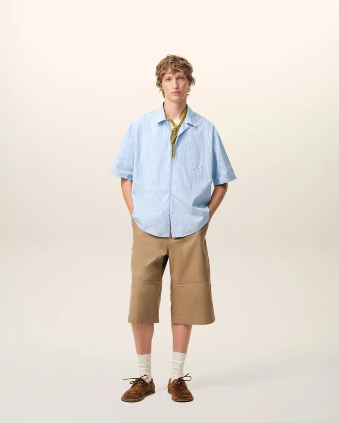 Blue Cotton Short Sleeve Ami De Coeur Boxy Shirt Blue Cotton Short Sleeve Ami De Coeur Boxy Shirt