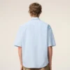 Blue Cotton Short Sleeve Ami De Coeur Boxy Shirt Blue Cotton Short Sleeve Ami De Coeur Boxy Shirt