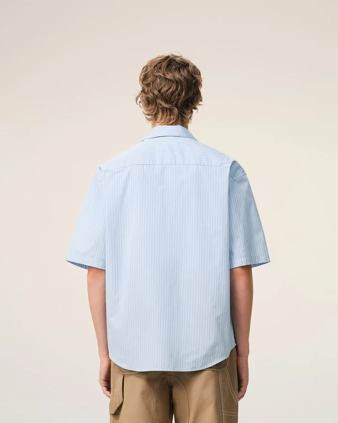 Blue Cotton Short Sleeve Ami De Coeur Boxy Shirt Blue Cotton Short Sleeve Ami De Coeur Boxy Shirt
