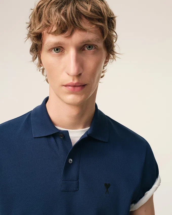 Blue Cotton Short Sleeves Ami De Coeur Polo Shirt Blue Cotton Short Sleeves Ami De Coeur Polo Shirt
