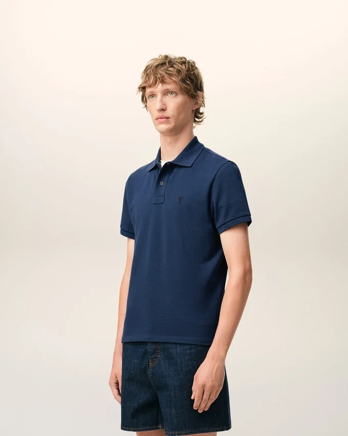 Blue Cotton Short Sleeves Ami De Coeur Polo Shirt Blue Cotton Short Sleeves Ami De Coeur Polo Shirt