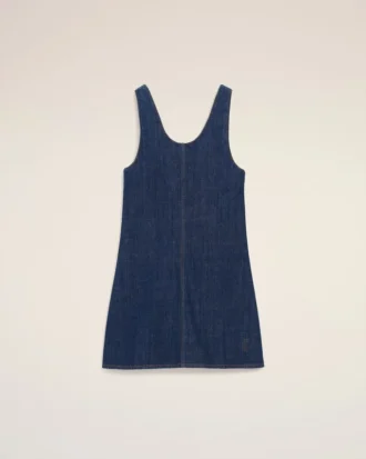 Blue Cotton Short Strapped Dress
