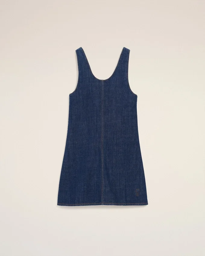 Blue Cotton Short Strapped Dress Blue Cotton Short Strapped Dress