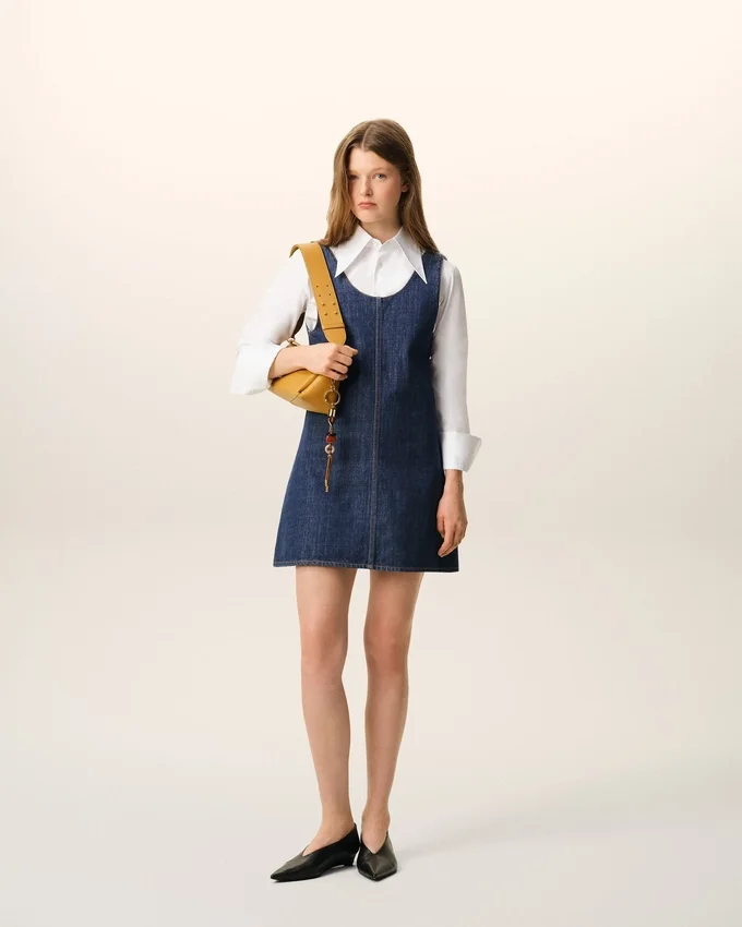 Blue Cotton Short Strapped Dress Blue Cotton Short Strapped Dress