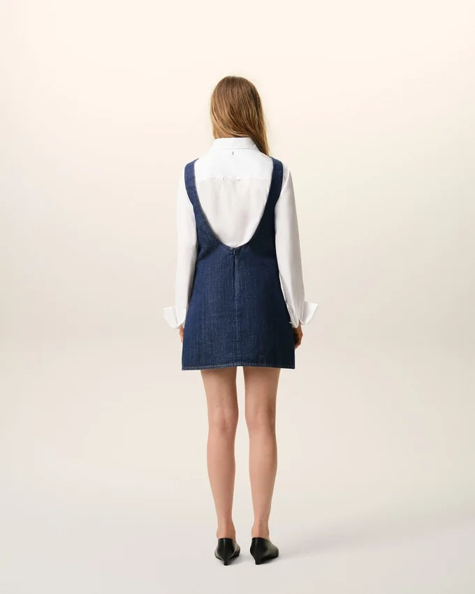 Blue Cotton Short Strapped Dress Blue Cotton Short Strapped Dress