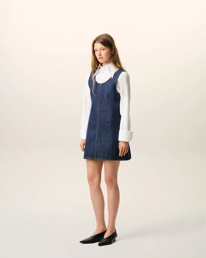 Blue Cotton Short Strapped Dress Blue Cotton Short Strapped Dress