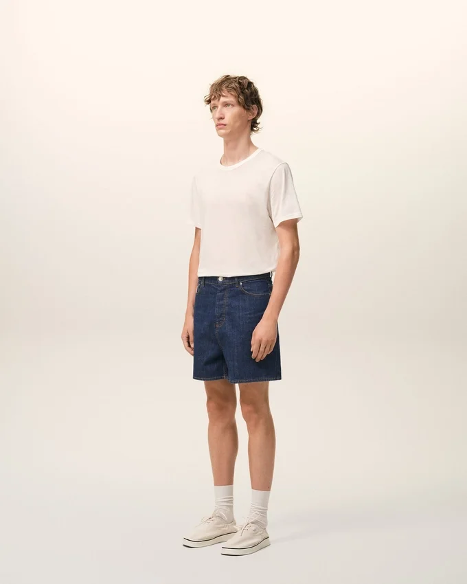 Blue Cotton Shorts with Ami Paris Heritage Label Blue Cotton Shorts with Ami Paris Heritage Label