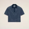 Blue Cotton Striped Ami De Coeur Polo