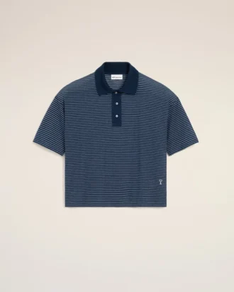 Blue Cotton Striped Ami De Coeur Polo