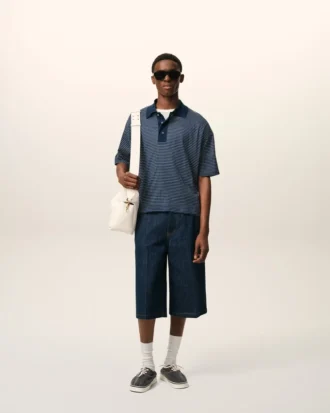 Blue Cotton Striped Ami De Coeur Polo