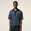 Blue Cotton Striped Ami De Coeur Polo