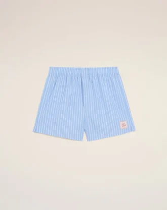 Blue Cotton Stripes Short