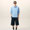 Blue Cotton Tailor Embroidered Ami De Coeur Shirt