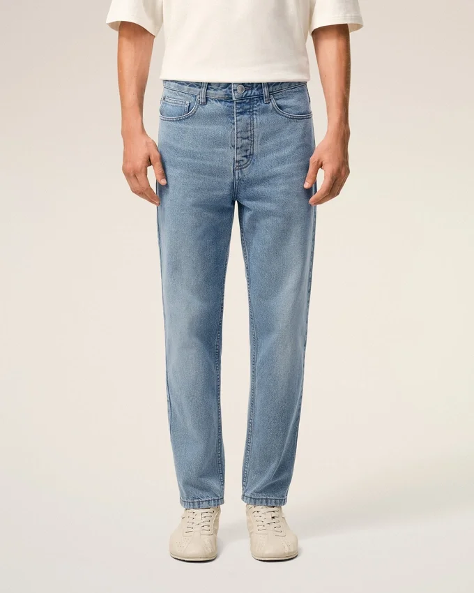 Blue Cotton Tapered Fit Jeans Blue Cotton Tapered Fit Jeans
