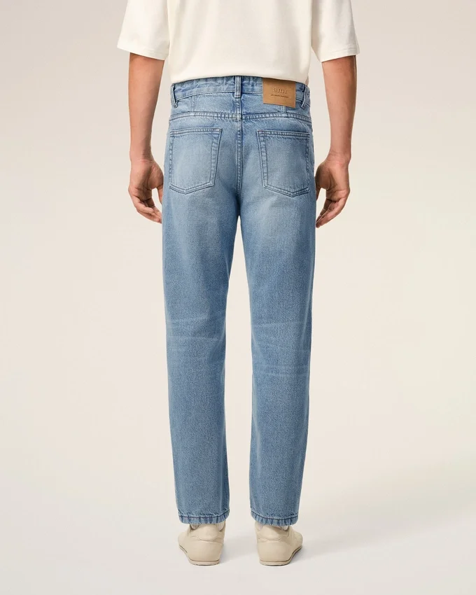 Blue Cotton Tapered Fit Jeans Blue Cotton Tapered Fit Jeans