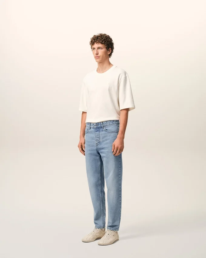 Blue Cotton Tapered Fit Jeans Blue Cotton Tapered Fit Jeans