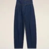 Blue Cotton Wrapped Belted Ballon Fit Jeans