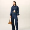 Blue Cotton Wrapped Belted Ballon Fit Jeans