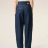 Blue Cotton Wrapped Belted Ballon Fit Jeans