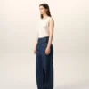 Blue Cotton Wrapped Belted Ballon Fit Jeans