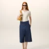 Blue Cotton Wrapped Belted Bermuda Shorts Blue Cotton Wrapped Belted Bermuda Shorts