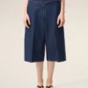 Blue Cotton Wrapped Belted Bermuda Shorts Blue Cotton Wrapped Belted Bermuda Shorts