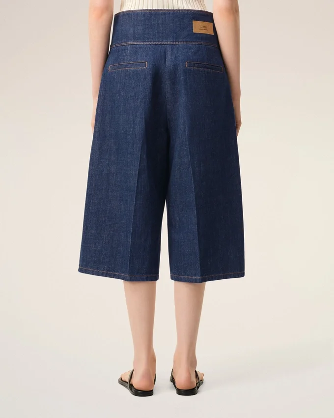 Blue Cotton Wrapped Belted Bermuda Shorts Blue Cotton Wrapped Belted Bermuda Shorts