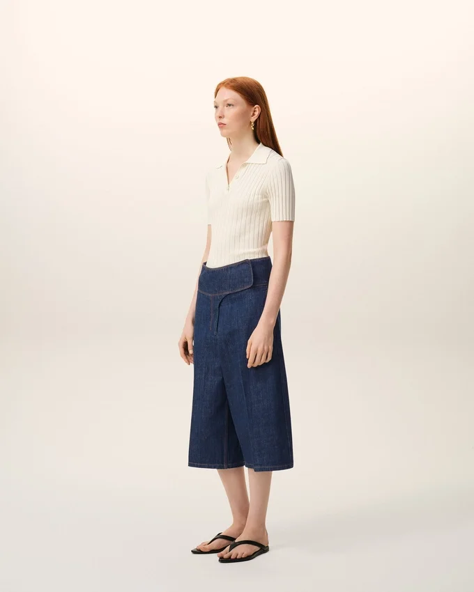 Blue Cotton Wrapped Belted Bermuda Shorts Blue Cotton Wrapped Belted Bermuda Shorts