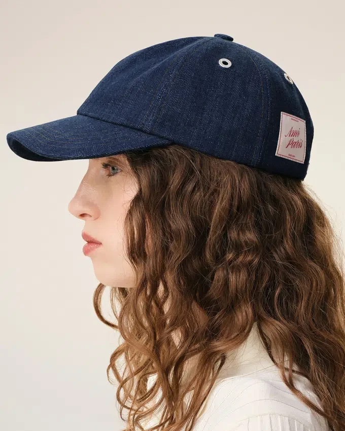 Blue Denim Ami Paris Side Patch Cap Blue Denim Ami Paris Side Patch Cap