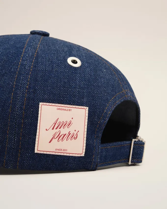 Blue Denim Ami Paris Side Patch Cap Blue Denim Ami Paris Side Patch Cap