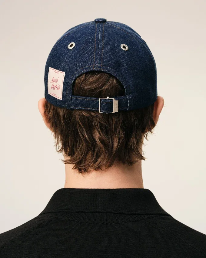 Blue Denim Ami Paris Side Patch Cap Blue Denim Ami Paris Side Patch Cap