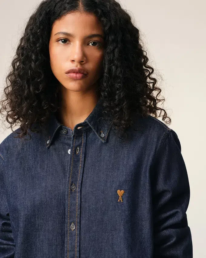 Blue Denim Cotton Ami De Coeur Shirt Blue Denim Cotton Ami De Coeur Shirt
