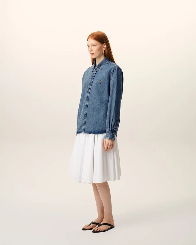 Blue Denim Cotton Ami De Coeur Shirt Blue Denim Cotton Ami De Coeur Shirt