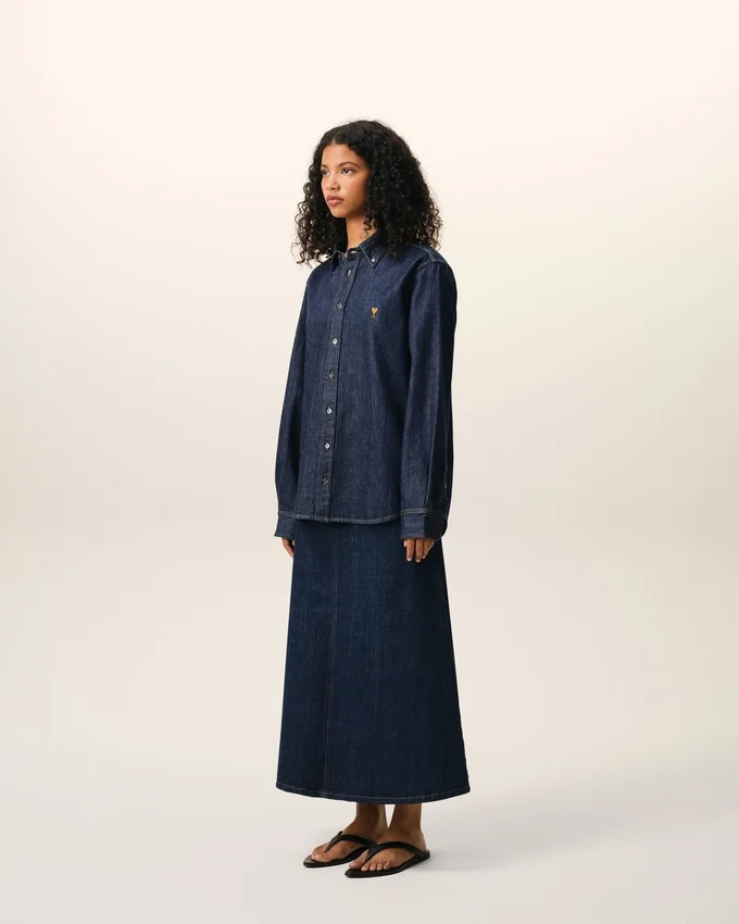 Blue Denim Cotton Ami De Coeur Shirt Blue Denim Cotton Ami De Coeur Shirt