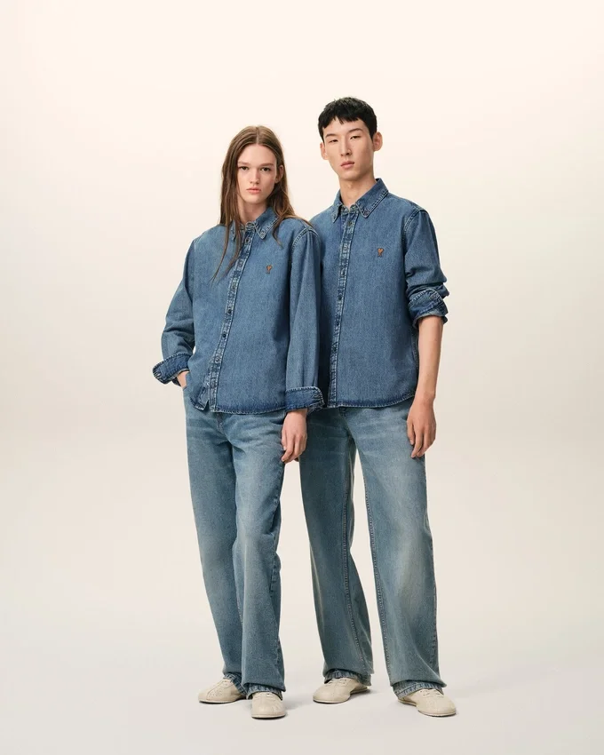 Blue Denim Cotton Ami De Coeur Shirt Blue Denim Cotton Ami De Coeur Shirt
