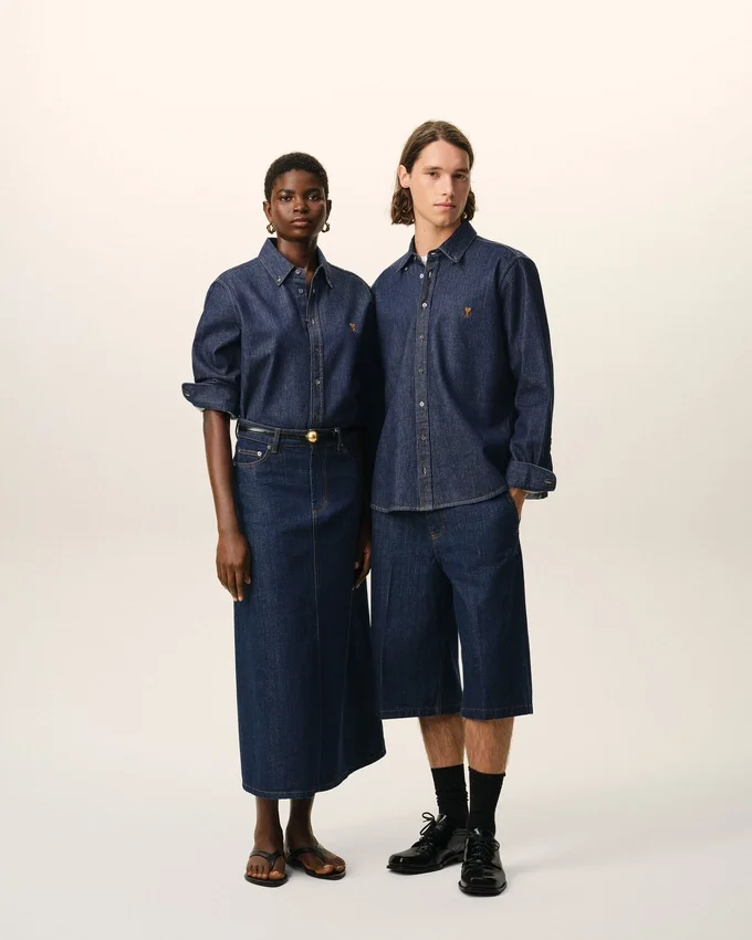 Blue Denim Cotton Ami De Coeur Shirt Blue Denim Cotton Ami De Coeur Shirt